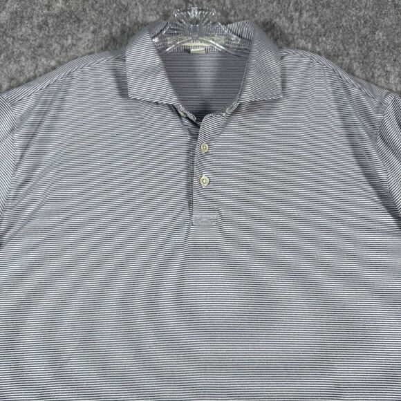 Holderness Bourne Polo Shirt Mens XL Blue Striped Tailored Fit Golf Embroidered - Picture 1 of 12
